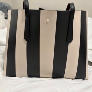Kate Spade Black and Cream Striped Tote
